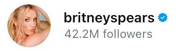 britneyspears on Twitter, 42.2M followers
