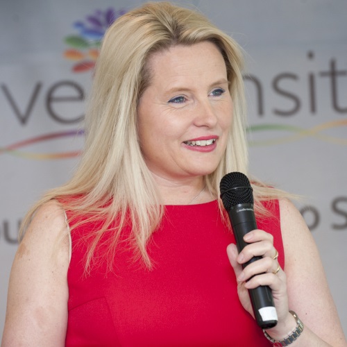 Heidi Sawyer speaking with a microphone
